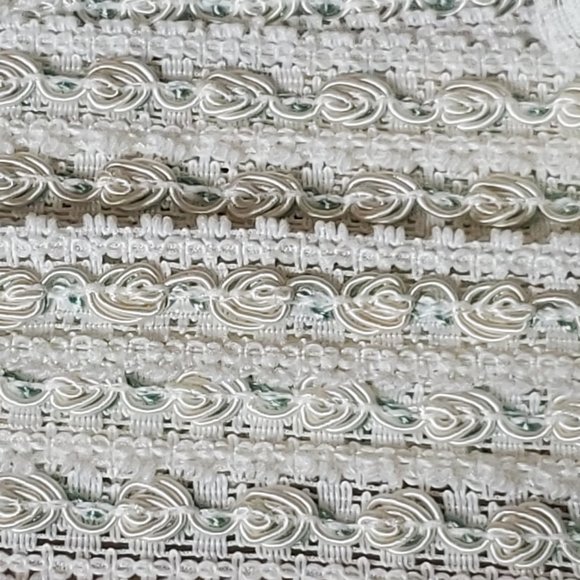 Vintage Gimp Lace Trim - Ivory with Blue Thread - 6/8" wide x 6 1/2 Yards. - Picture 1 of 5